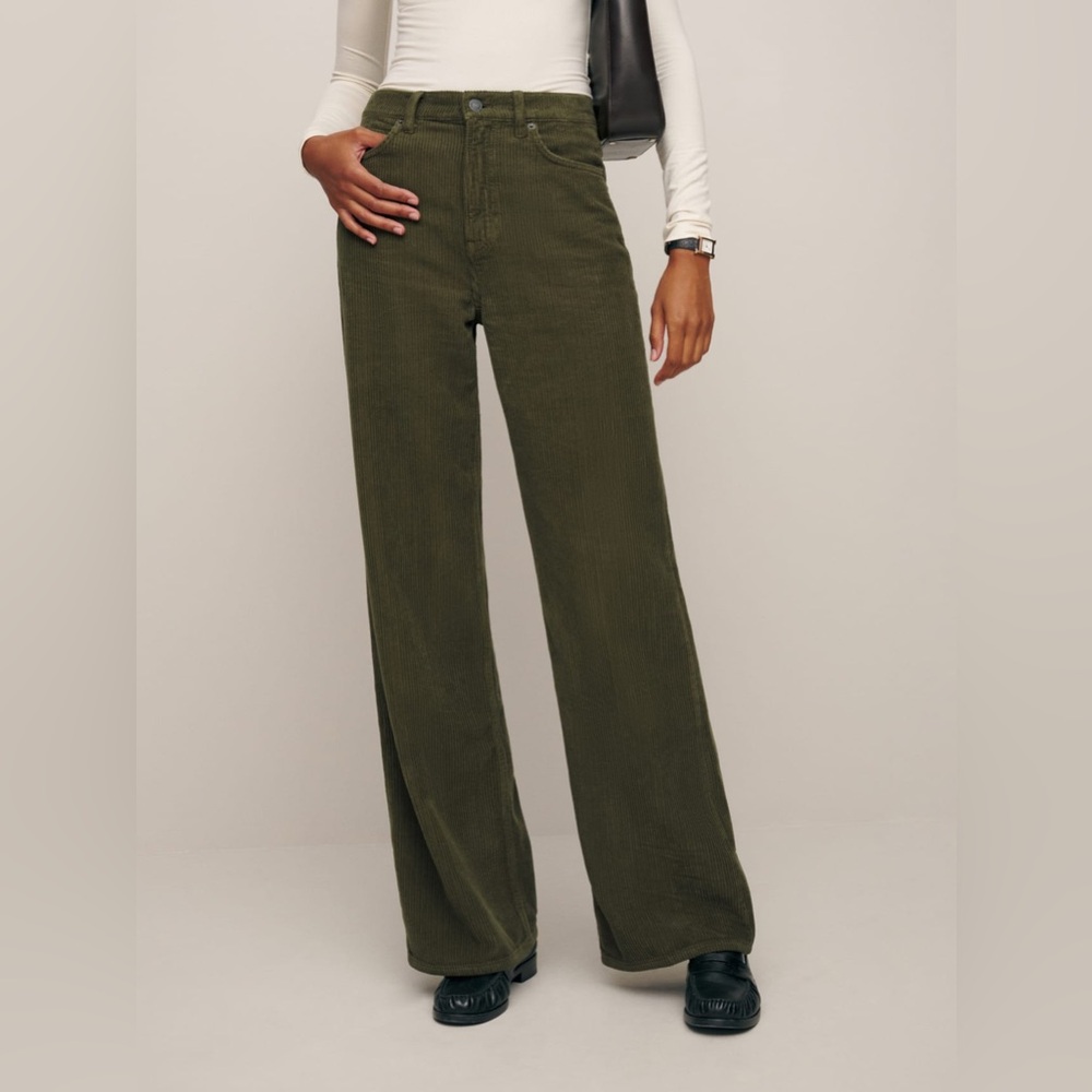 Reformation Green Corduroy Jeans